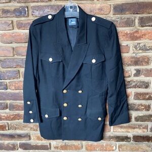 Liz Claiborne Navy Blazer with Gold Accents